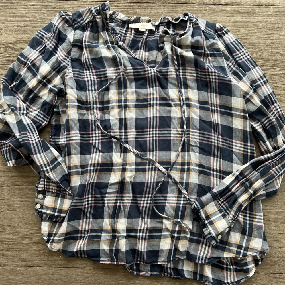 LOFT plaid blouse